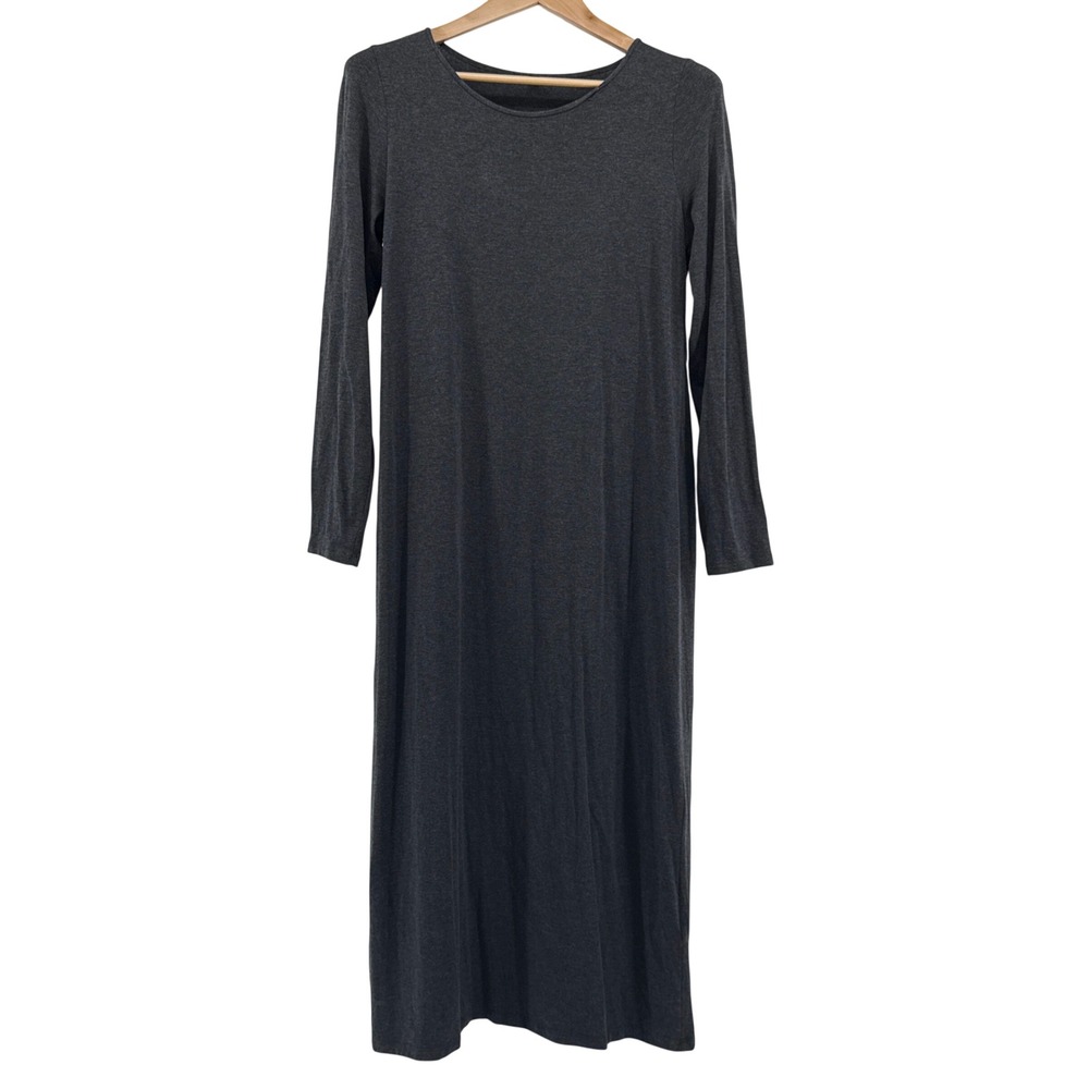 Eileen Fisher Womens Gray Tencel Lyocell Stretch Long Sleeve Maxi Dress Small S